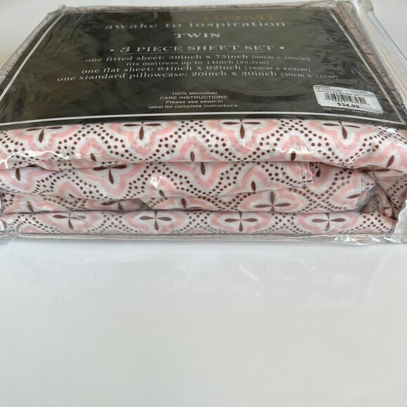 Evoke Home Awake To Inspiration Pink Twin 3 piece Size Sheet Set  Microfiber GEO - Picture 4 of 12